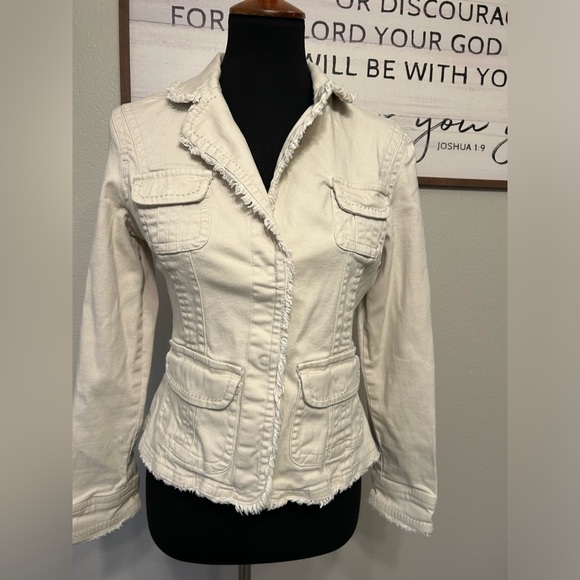 Live a little vintage Y2K White Casual Distressed Jacket / Size: M - Picture 11 of 14